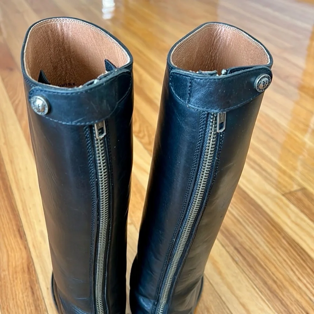 Frye Melissa Button Back Zip Black leather boots women size 6.5